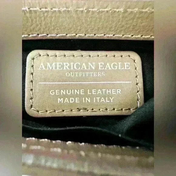 American Eagle Taupe Leather Crossbody Bag - Picture 6 of 11
